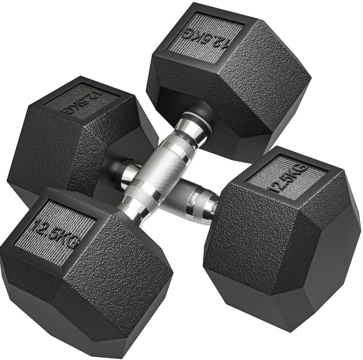 REDOM - Dumbbells - Zeshoekig ontwerp - Geribbelde grip - Vaste gewichtshalters - Krachttraining - Gietijzer - Zwart - 32,6 x 14,8 x 14,8 cm