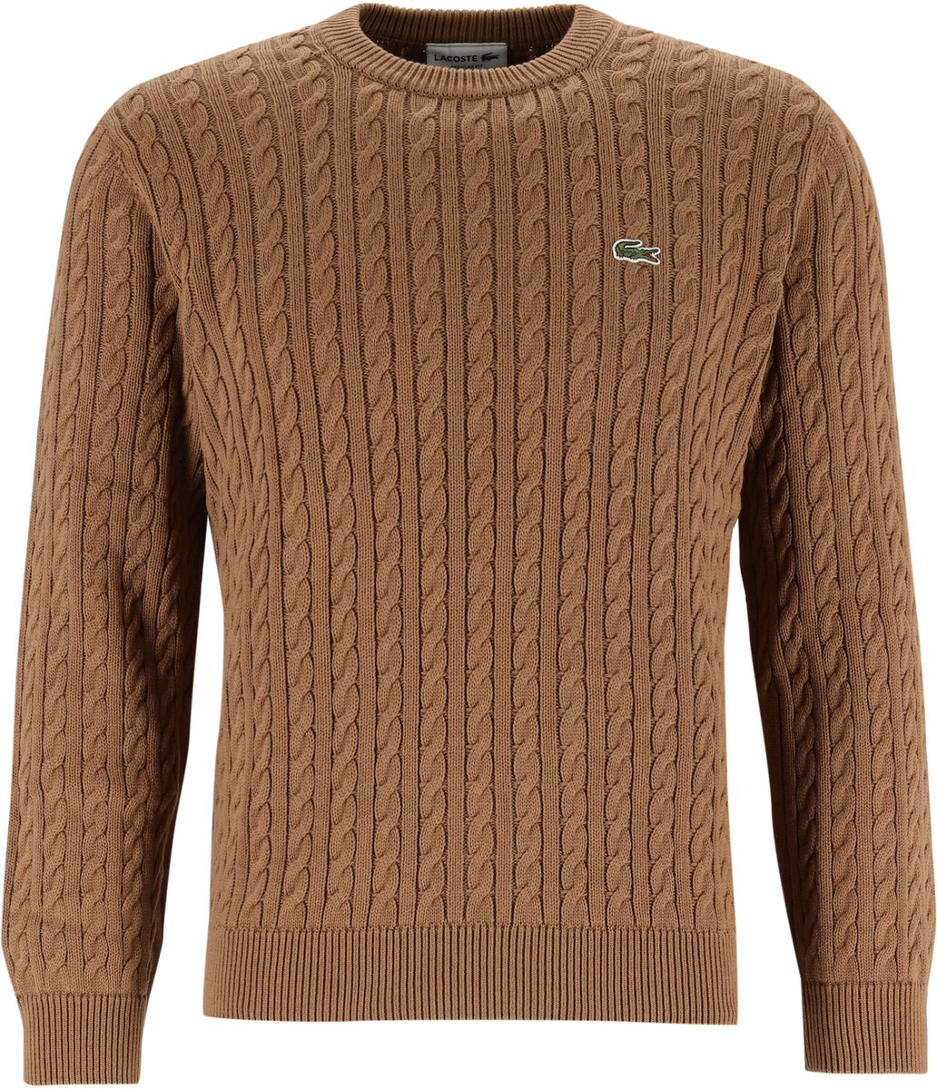 Lacoste herentrui katoen - O-hals - cookie lichtbruin