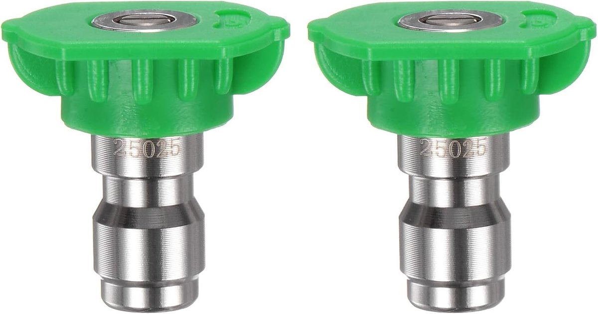 2-Pack Hogedrukreiniger Spray Tips met 25 Graden, RVS Spuitmond voor Efficiënt Schoonmaken en Verwijderen van Vuil