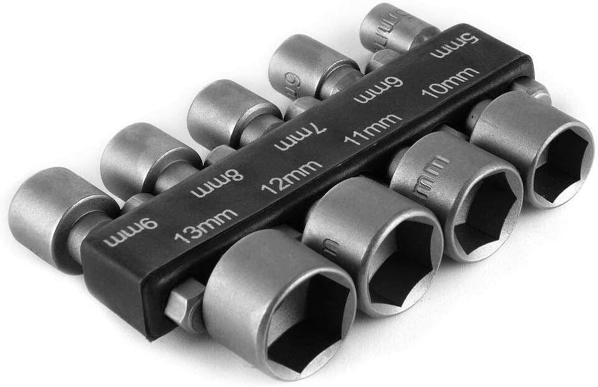 Set van 9 Stuks Dopsleutels met 1/4 inch Hex Shank en Booradapter voor Handboor en Elektrische Schroevendraaier