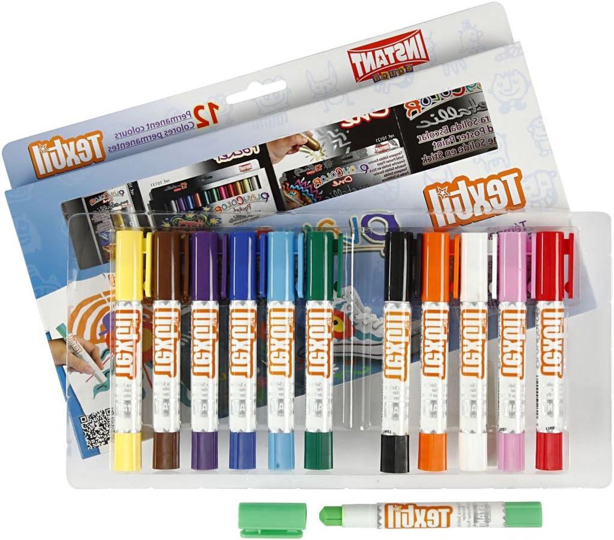 Textiel Verfstiften - Stoffen Verf - Creatief Versieren - Wasbaar tot 60°C - 12 Stuks - Multicolor