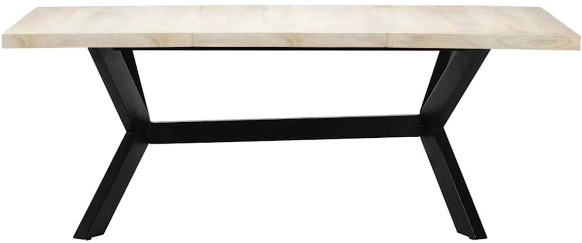 vidaXL Eettafel - 200x100x75 - cm - massief - mangohout - wit