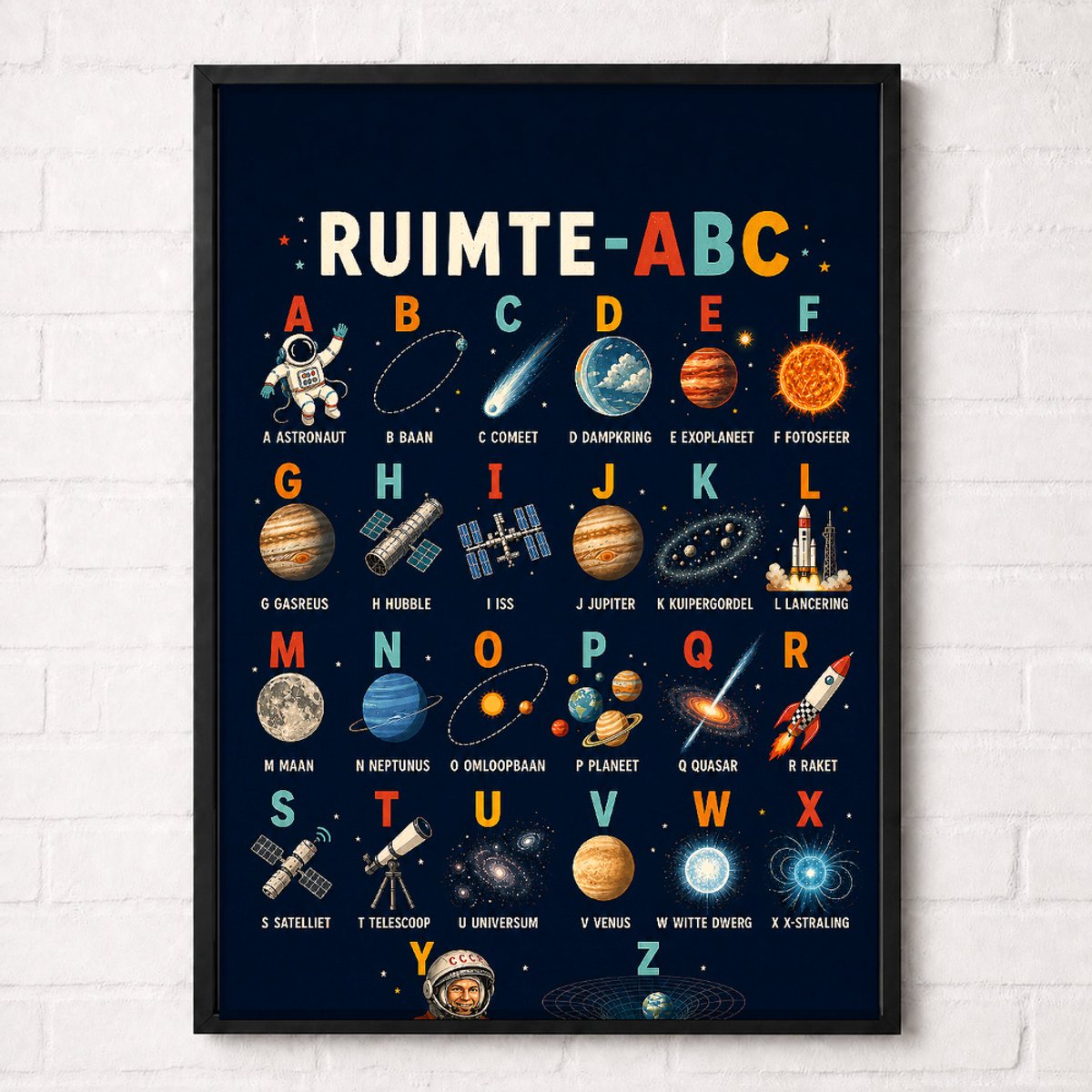 Ruimte-ABC Poster - Nederlandstalig - A1 61 × 91,5 cm - Ruimte en Planeten