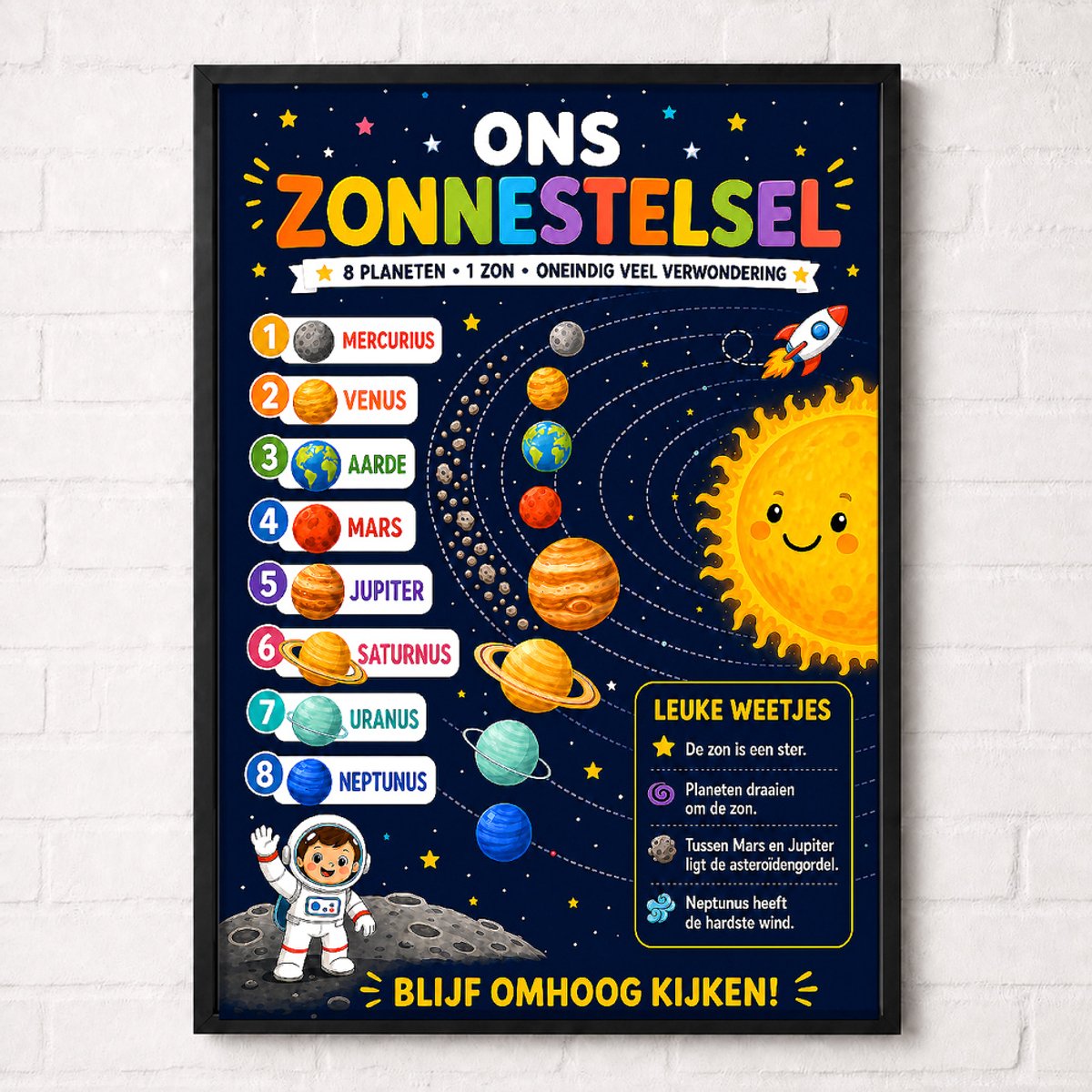Ons Zonnestelsel Kinderposter Poster - Nederlandstalig - A1 61 × 91,5 cm - Ruimte en Planeten
