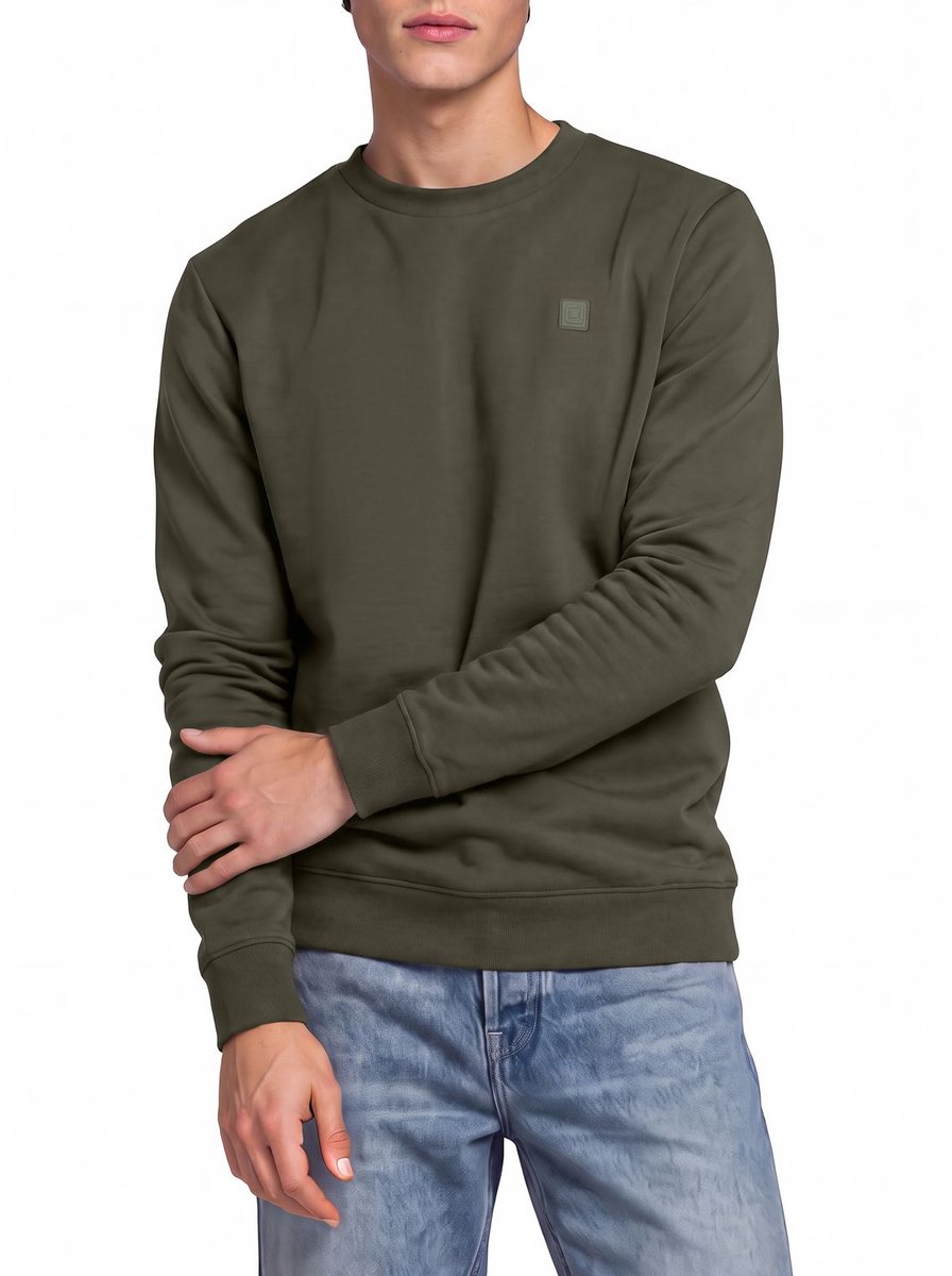 riverso Heren trui RIVCarter regular fit Olijf 4XL Ronde Hals Volwassenen Sweatshirt zonder capuchon