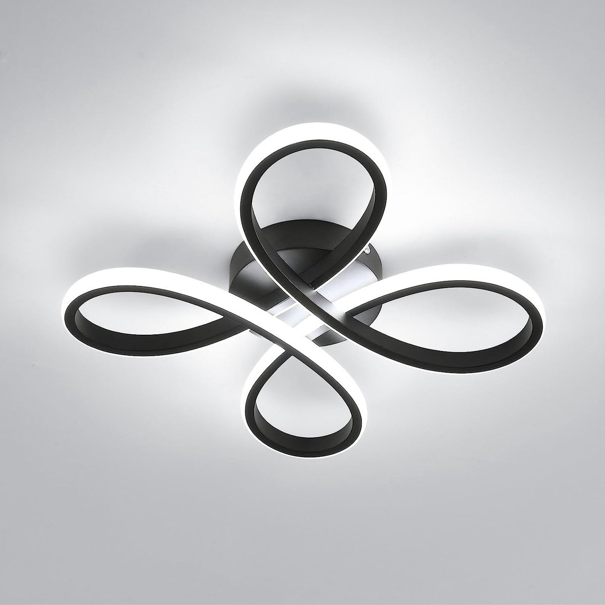 Riserva LED Plafondlamp modern minimalistisch bloemvormig zwart, 30W koud wit 6500K Ra80, aluminium + ijzer + siliconen, 30cm, voor woonkamer slaapkamer keuken eetkamer studeerkamer