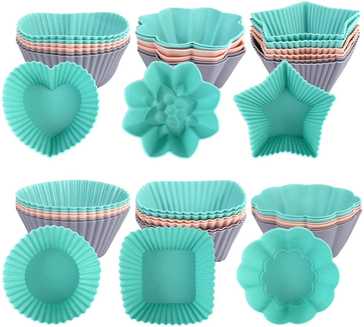 Famanu – Set van 36 herbruikbare siliconen cupcake-vormen en muffinvormen