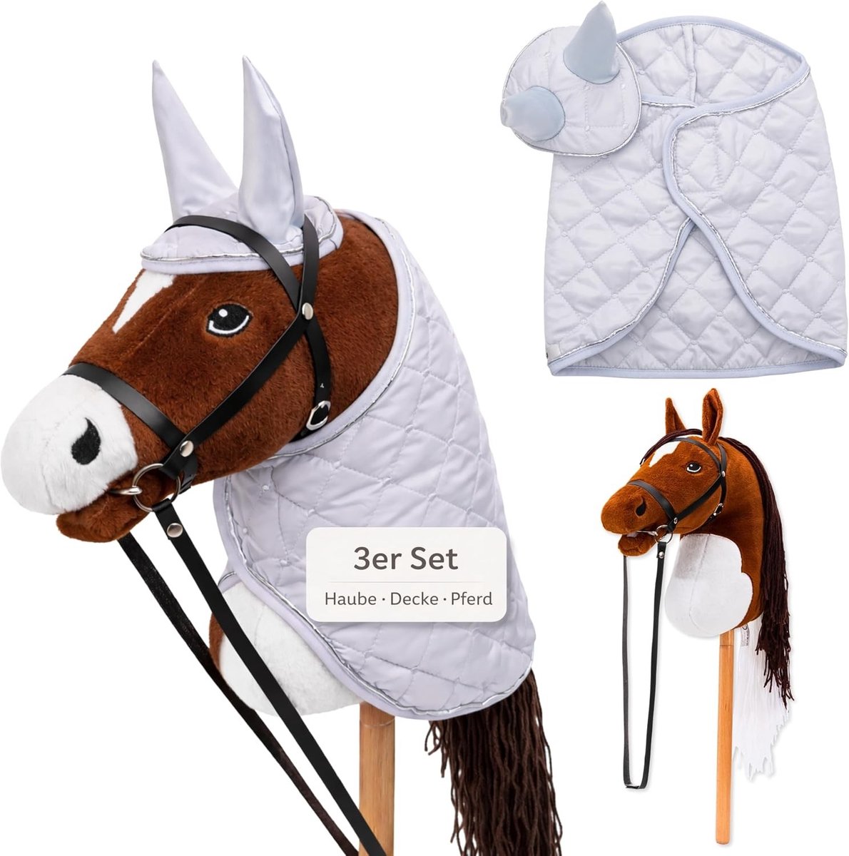 Hobbyhorse Hoofdstel - Bruin - 35 cm - Compleet Met Deken en Vliegenkap - Voor Kinderen