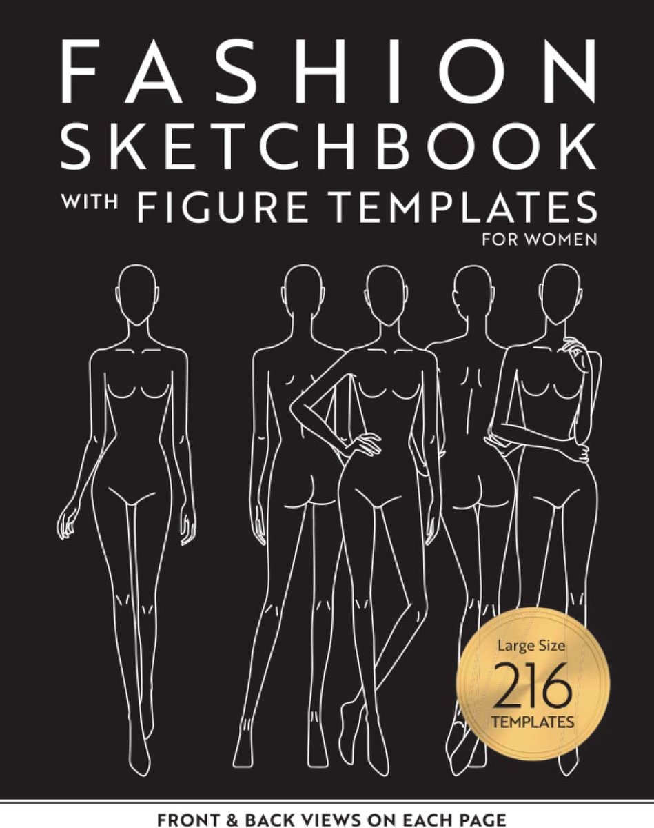 Fashion Sketchbook With Figure Templates: Fashion Design Sketching Book with Large Female Front & Back Figure - ShopVlot