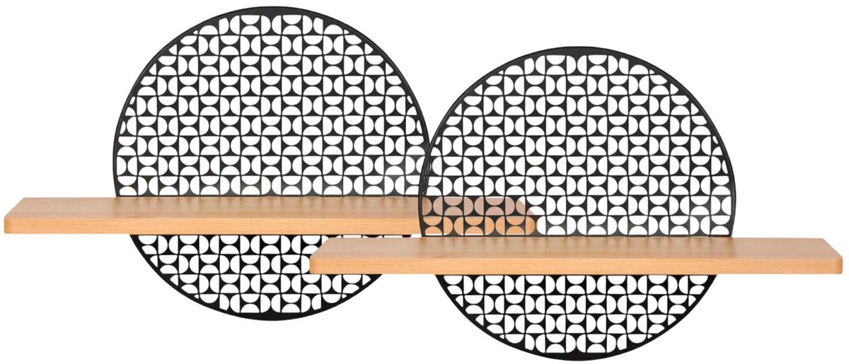 Ostaria Wandplank Sol - 2x - bruin/zwart - mdf/metaal - 50 cm - muurplank - hangplank
