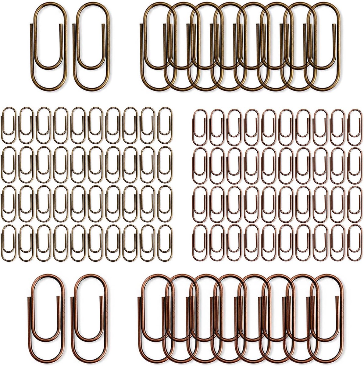 100 stuks vintage mini paperclips - 2 bronzen kleuren metalen document bindmiddel clips met opbergdoos voor kantoor schoolbenodigdheden