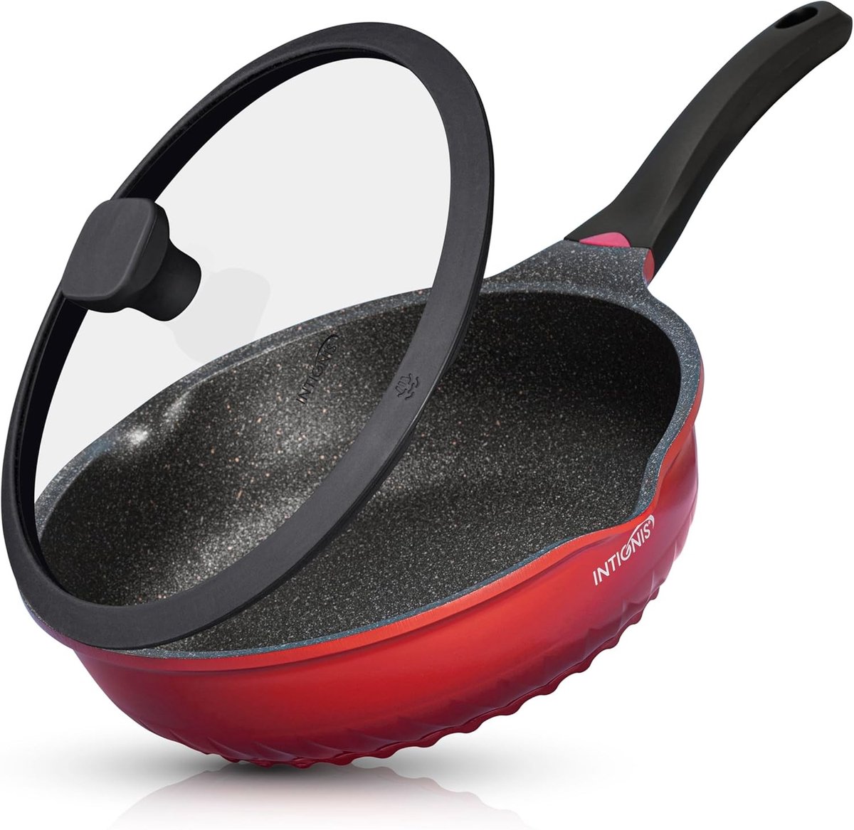 Frituurpan - Rood - 30 cm - Antikras en Inductie-compatibel - Voor Dagelijks Koken