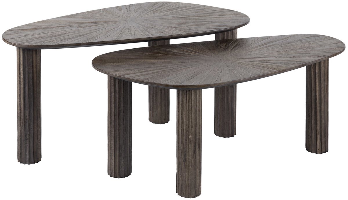 Giga Meubel Salontafel Maya - Donkerbruin Hout - Set van 2 - 84x39x43cm