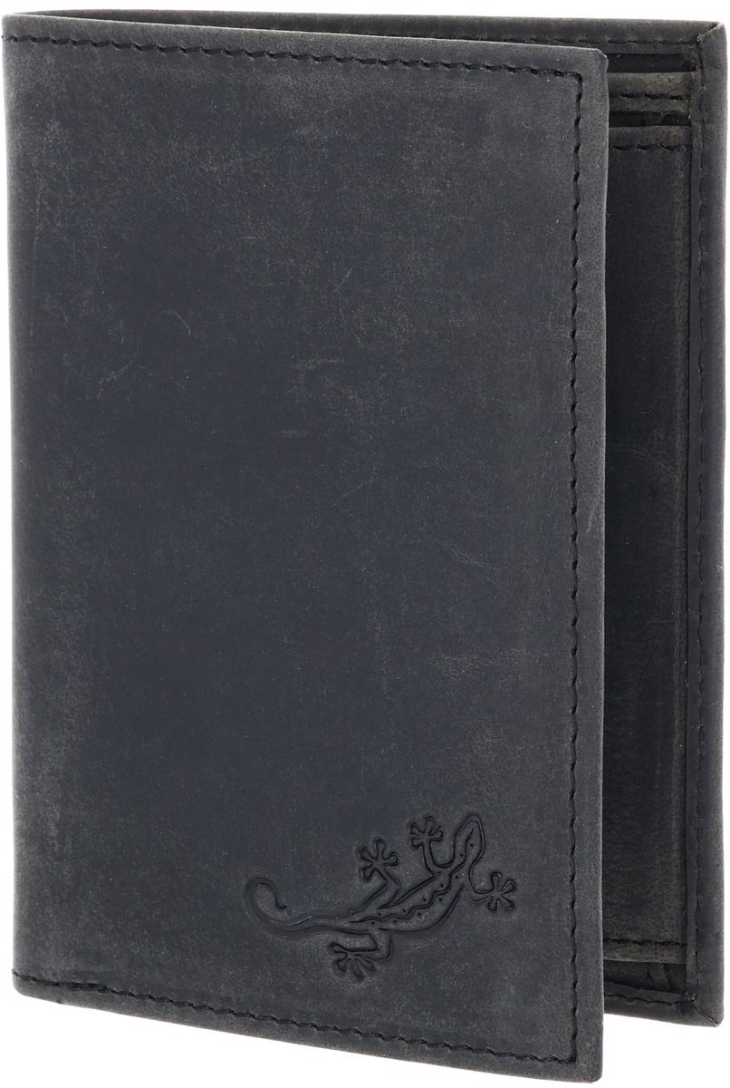 oxmox Leren portemonnee Leather RFID Protect Kombibörse Lizard 2.0 Embossed Vintage Black zwart