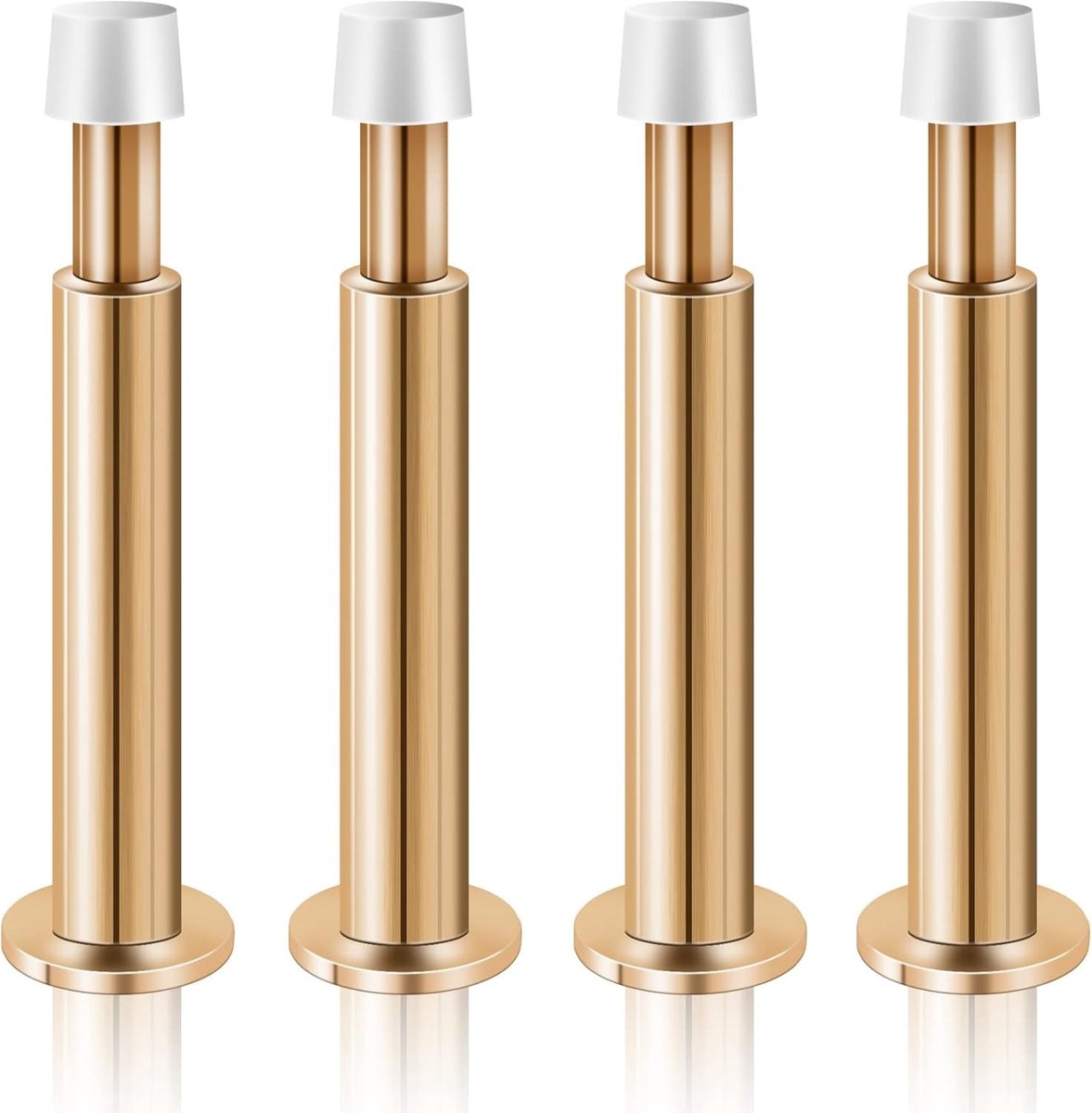 Set van 4 Lange Deurstoppers met Rubber Bumper en Zware Metalen Bevestiging voor Muur, Roze Goud - Ideaal voor Binnen- en Buitentoepassingen