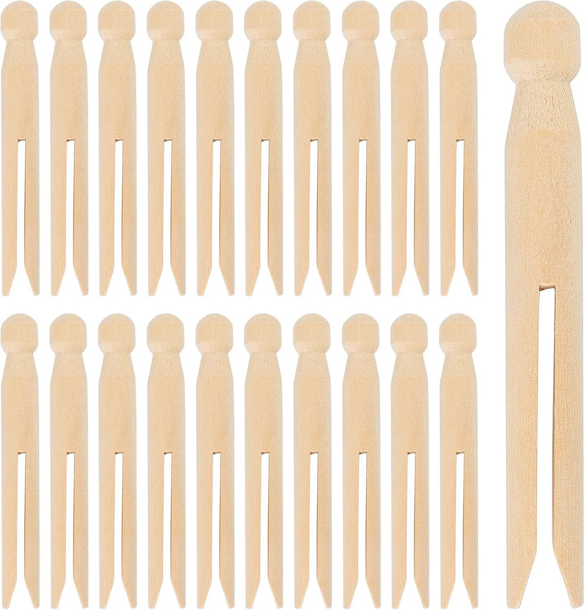 100 Houten Wasknijpers - Traditionele 11 cm Kledingknijpers voor Klussen, DIY en Creatieve Projecten, 100 Stuks