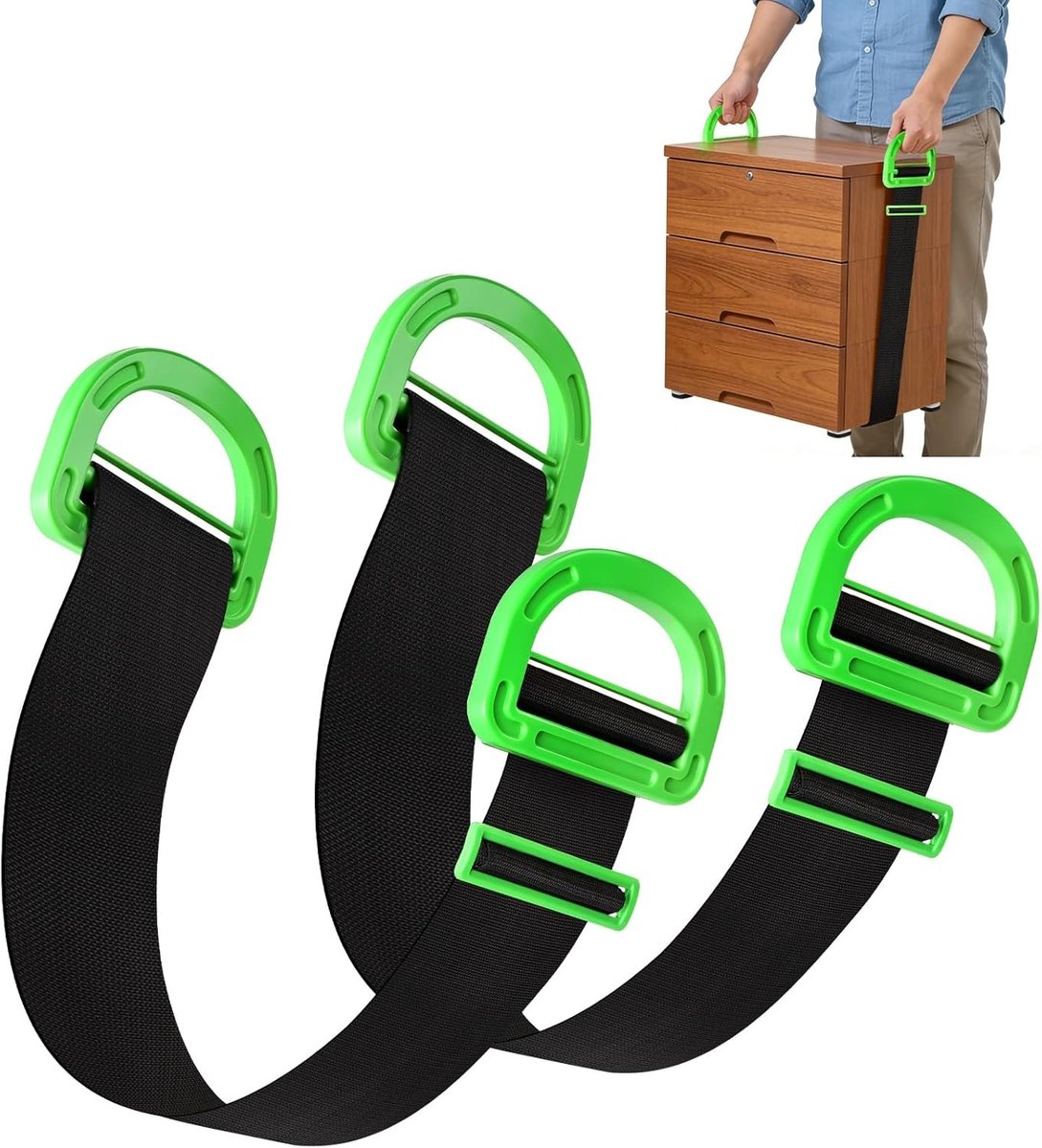 Verstelbare Hefbanden voor Meerdere Personen, Ideaal voor Verhuizen van Meubels, Dozen en Bouwmaterialen - Set van 2 Hefstraps