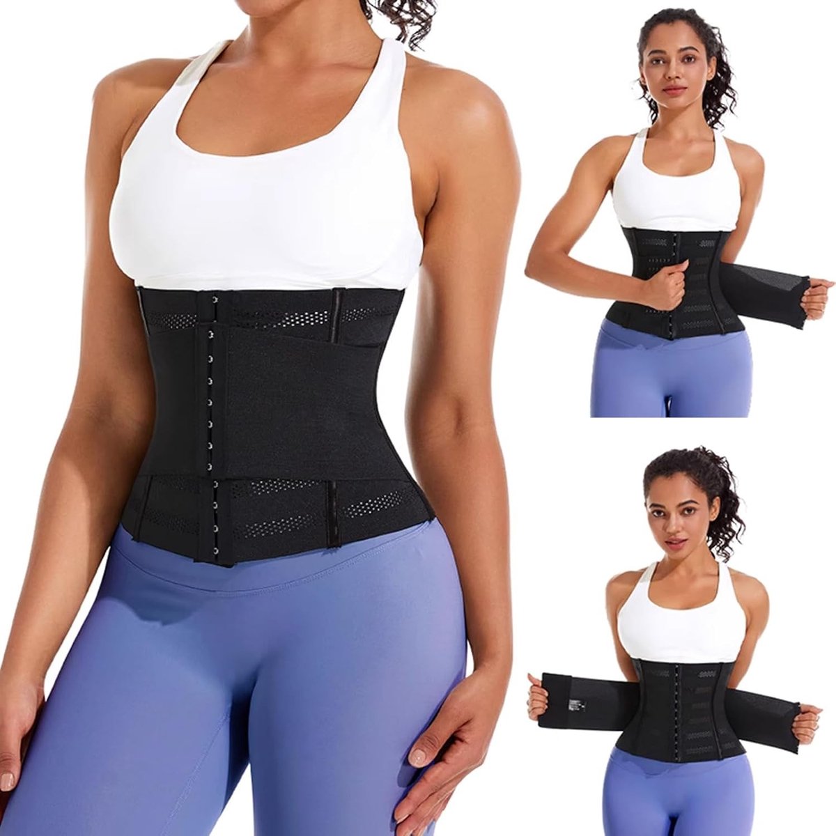 Verstevigende Buikband voor Fitness, Corset en Taille Trainer voor Mannen en Vrouwen, Zwart