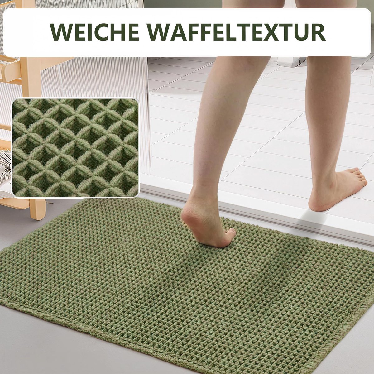 Badmat 50x80cm - grijs boho-badmat - wasbaar - antislip voor badkamer en slaapkamer - ShopVlot