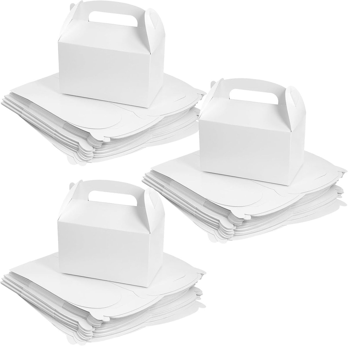 72 Stuks Witte Cadeau Dozen 16 x 9.5 x 9.5 cm, Herbruikbare Party Dozen met Handvat voor Verjaardag, Bruiloft en Verpakking