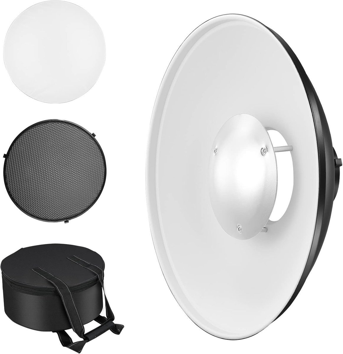 Professionele 12 Inch Beauty Dish Reflector met Honingraat, Diffuser en Opbergtas voor Fotostudio Flitsers