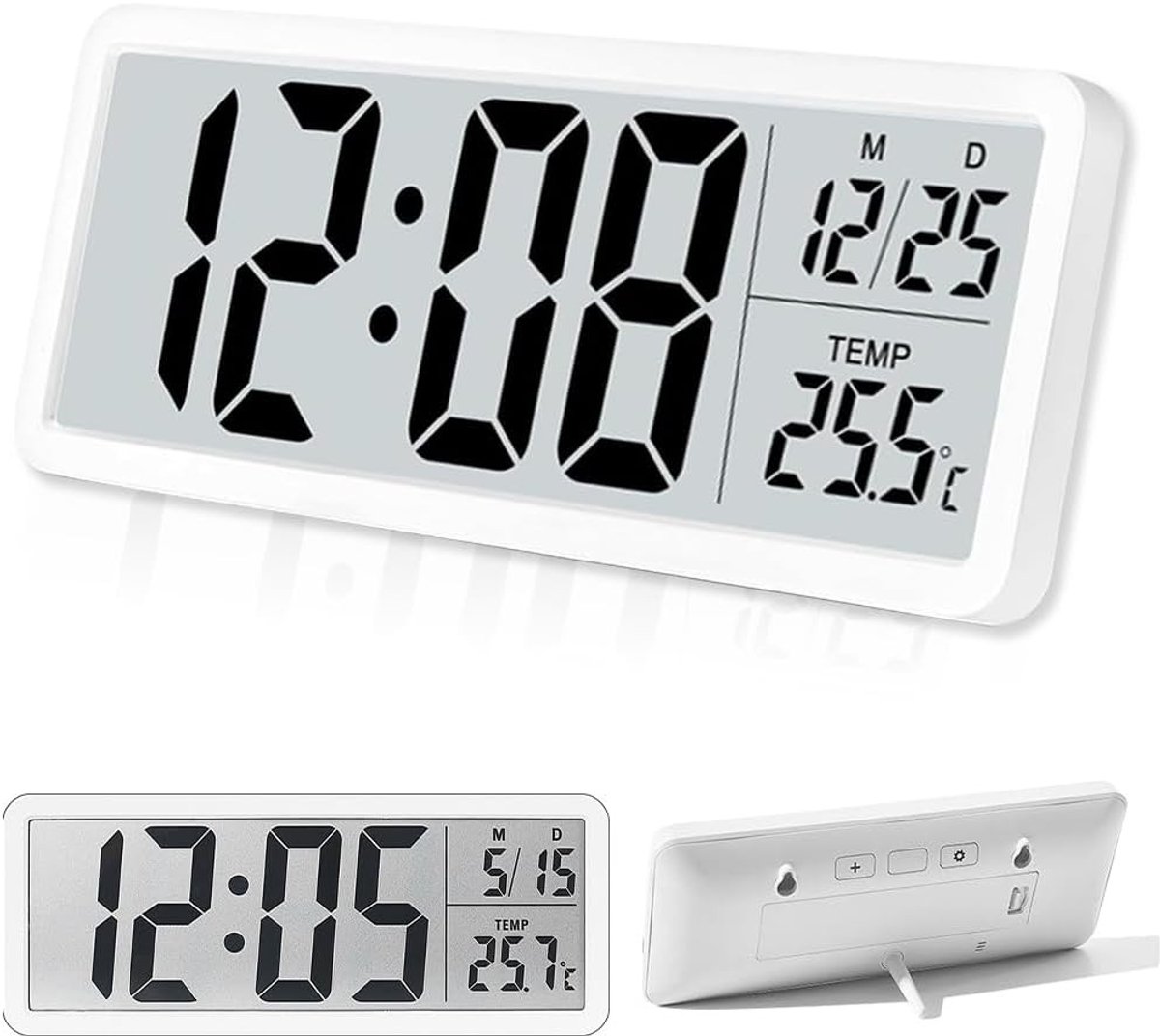 Digitale Wandklok - Zwart - Batterijvoeding met USB-oplading - Voor Kantoor, Woonkamer of Slaapkamer