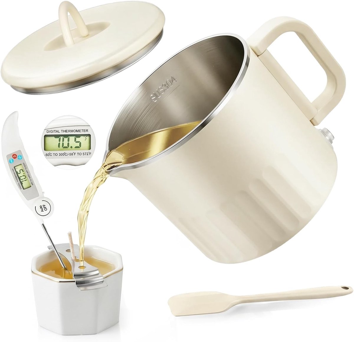 Waxsmeltkaarsen Maakset - Off-white - Inclusief Accessoires - Voor Beginners en Volwassenen