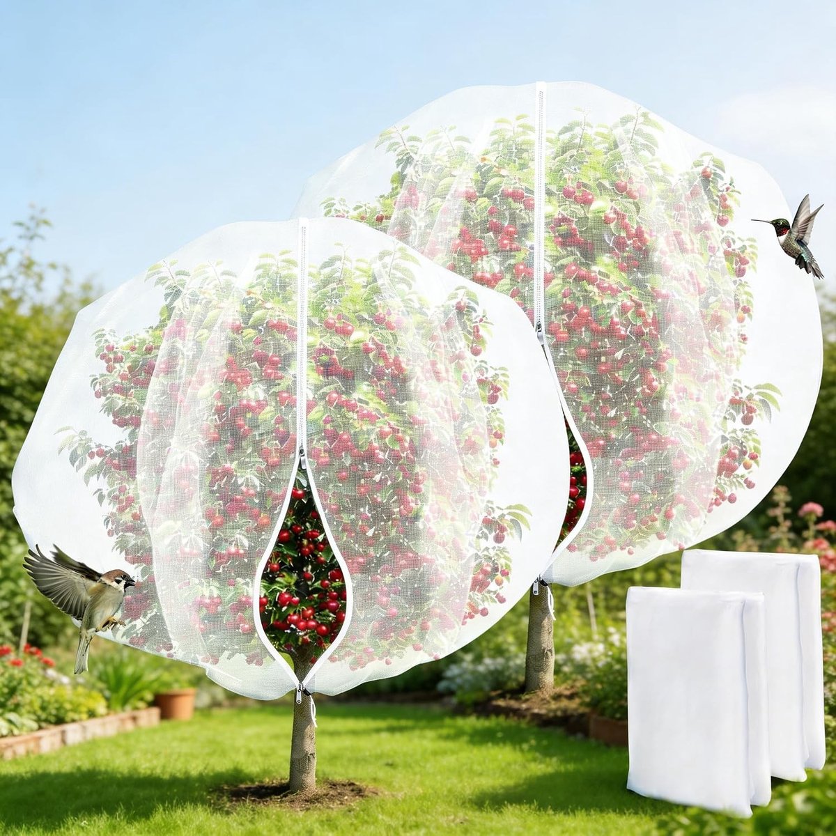 Set van 2 Insectenbeschermnetten 180 x 180 cm, Ademend, Scheurvast, Voor Groenten en Fruit