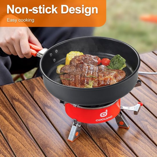 Lichtgewicht Kookset voor Kamperen met Anti-aanbaklaag, Inclusief Pannenset en Netzak voor Buiten koken, Picknicken en Backpacken, 4L — afbeelding 3