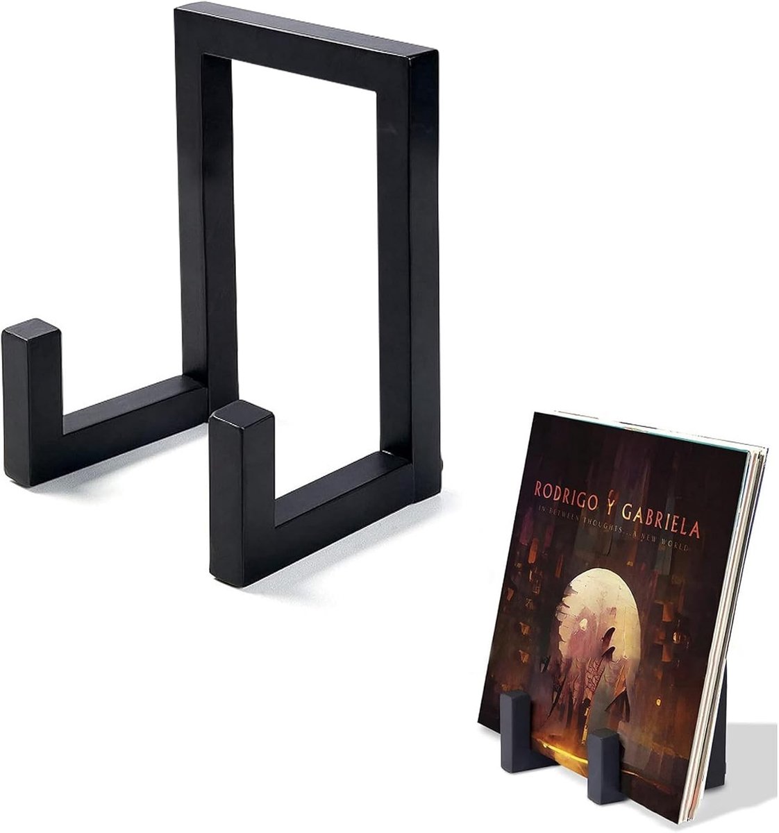 Vinyl Plaatstandaard - Zwart - Metalen Wandhouder voor Grammofoonplaten - Voor Muziekliefhebbers en Decoratie