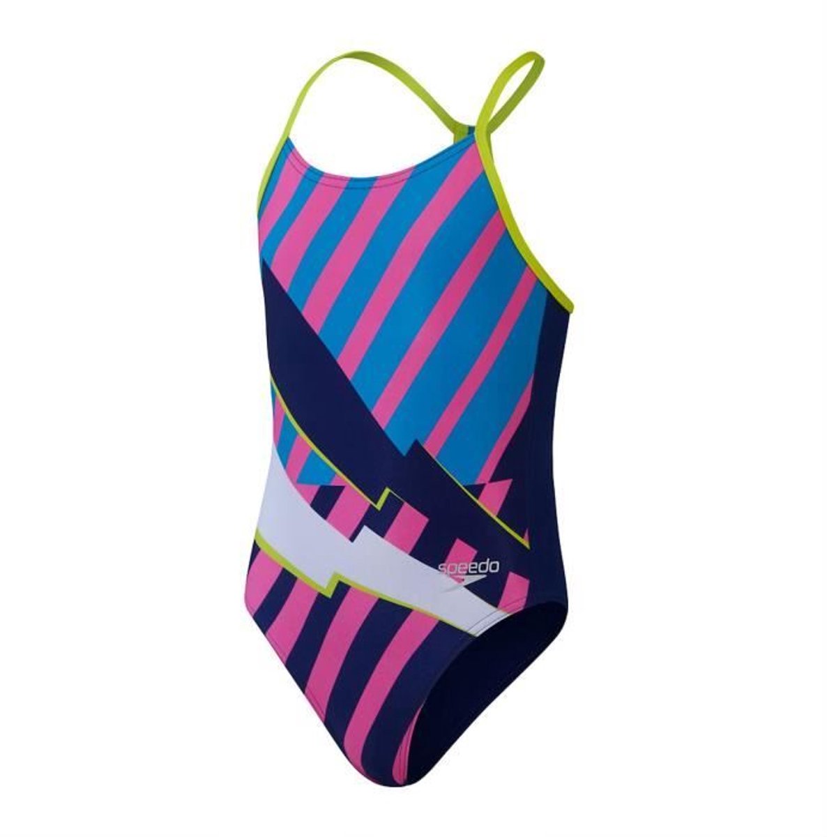 Speedo Eco Placem Lane - Zwempak - Marine Roze Blauw - 12 jaar