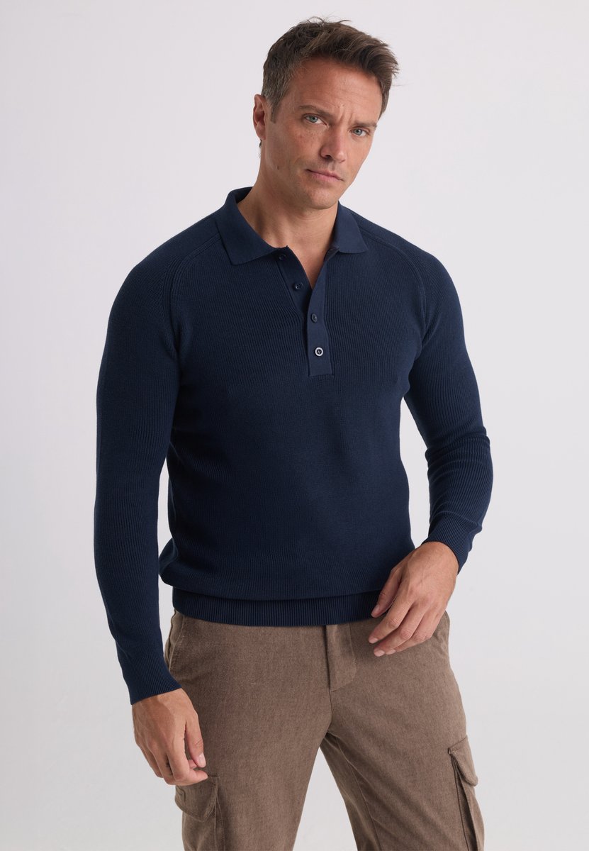Felix Hardy Trui Met Polokraag - 100% Katoen Heren Navy - S
