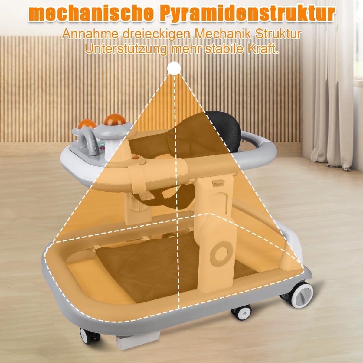 Loopstoel Baby - Loopwagen Kinderen - Eerste Stapjes Leren - Veilig Ontwerp 6 Wielen – foto 4