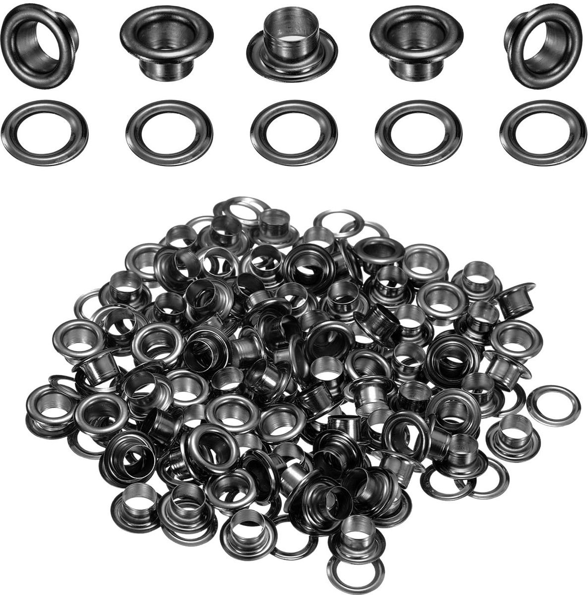 QUARKZMAN 100stuks 6mm Messing Ogen Metalen Oogjes met Ringen Zwart - ShopVlot