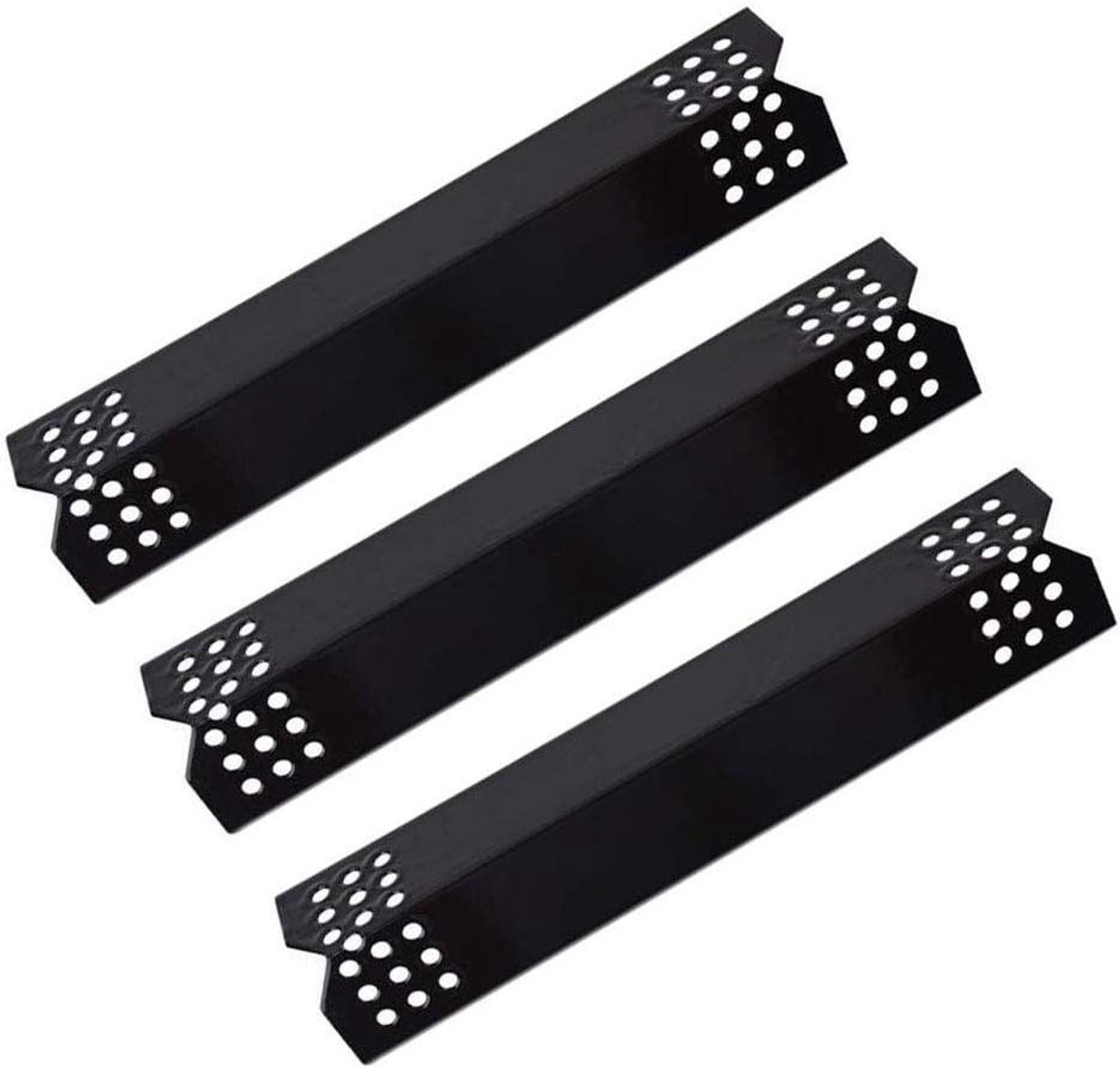 Hitteplaten Barbecue - Warmteverdeler Onderdelen - Barbecue Onderhoud - Porselein Gecoat - 3 Stuks 37cm - Zwart