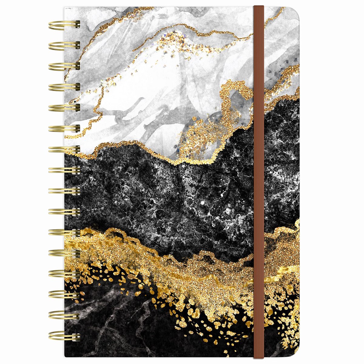 HUAMXE Spiraal-notitieboek, marmer, hardcover, gelinieerd dagboek voor vrouwen, 14,5 x 21,3 cm, 160 pagina's dik - ShopVlot