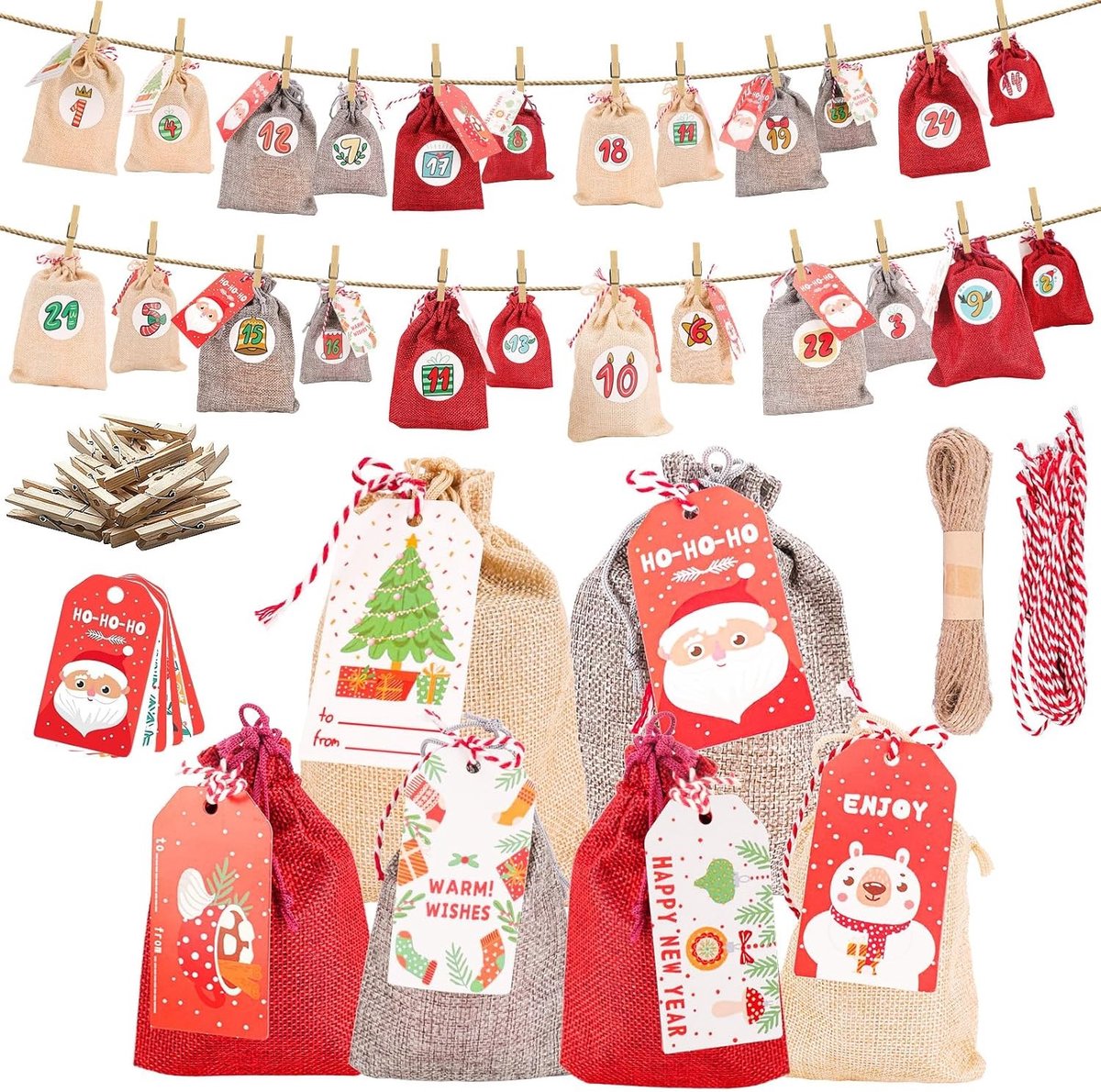 Adventskalender - Multicolor - 24 Vensters - Decoratieve Kerstkalender voor Volwassenen