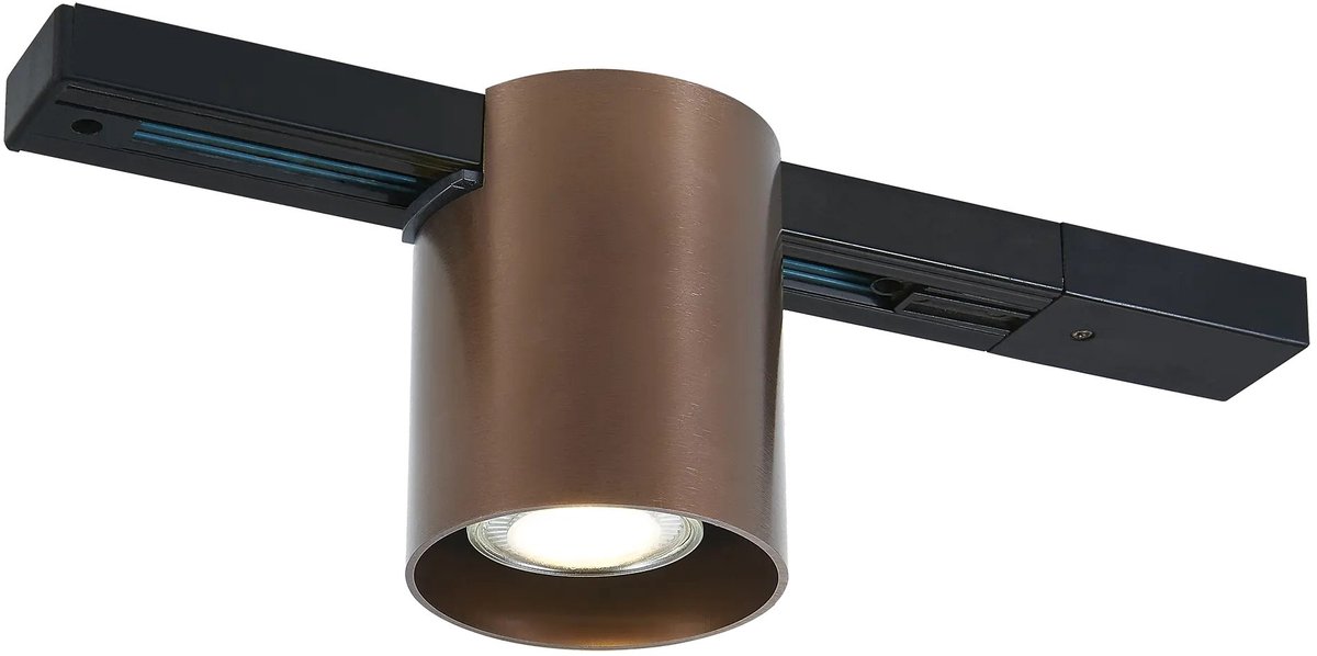 Babar ronde opbouwspot voor monofase railsysteem, GU10-fitting, IP20, geborsteld brons