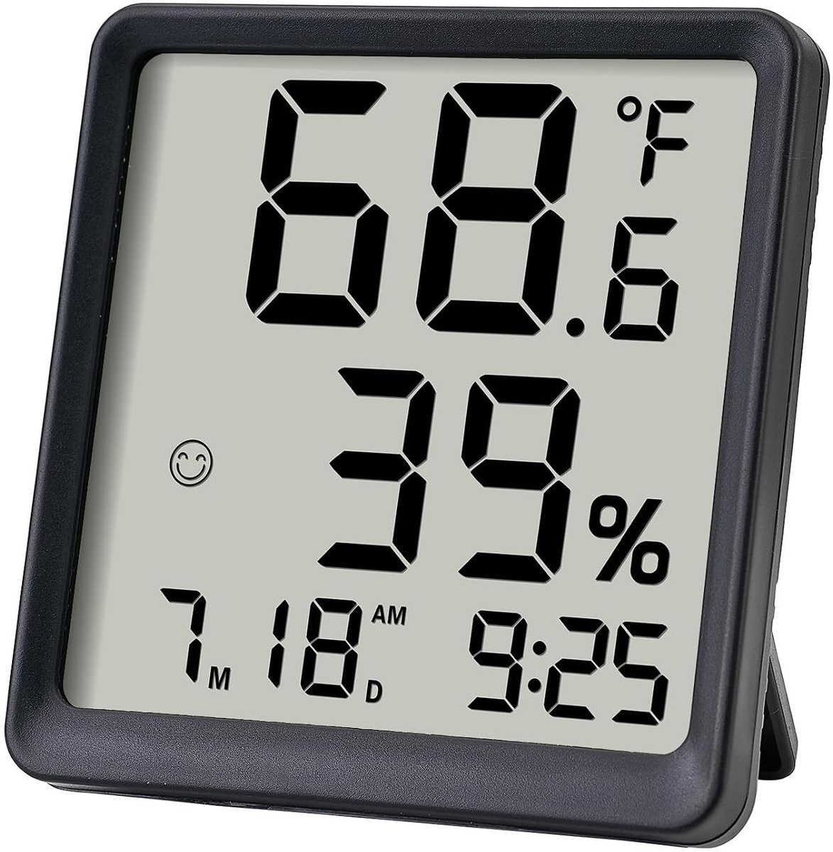 Digitale Hygrometer en Thermometer - Zwart - 8 x 8 x 2 cm - Compacte Tafelthermometer met Comfortweergave - Voor Binnengebruik