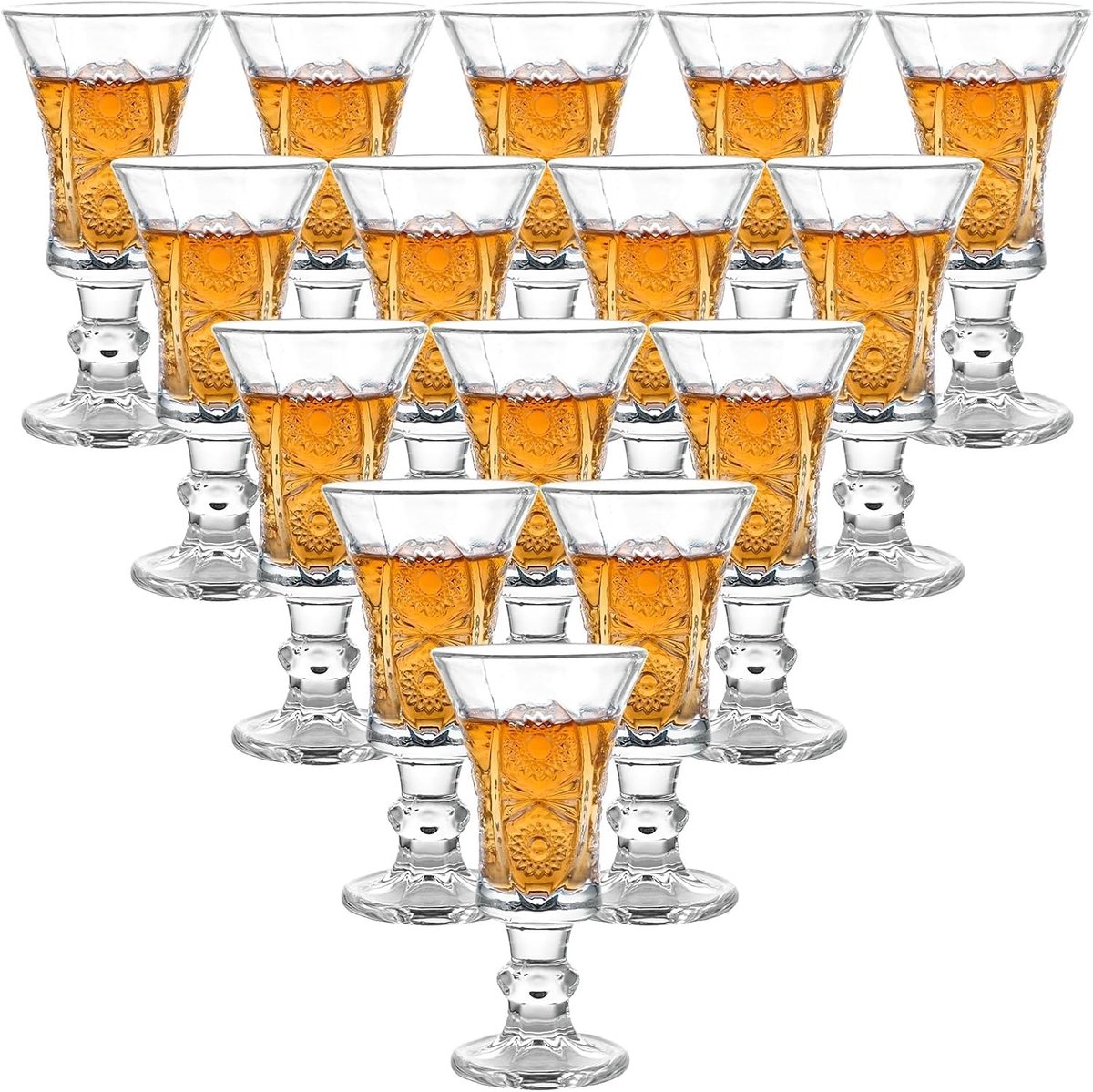Set van 18 Borrelglaasjes met Steel - Transparant - 10,2 x 5,2 cm - Kristalhelder Glas - Voor Sherry, Port en Likeur