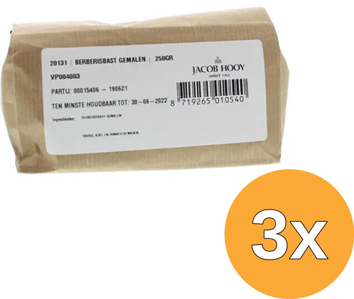 3x Jacob Hooy Berberisbast Gemalen (250 gr)