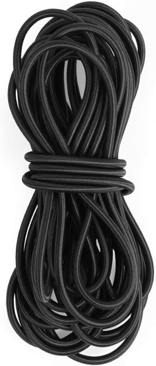 Elastisch Touw - Zwart - 8 mm x 10 m - Duurzaam Rubber met Geweven Beschermlaag - Voor Buitentoepassingen en Knutselen