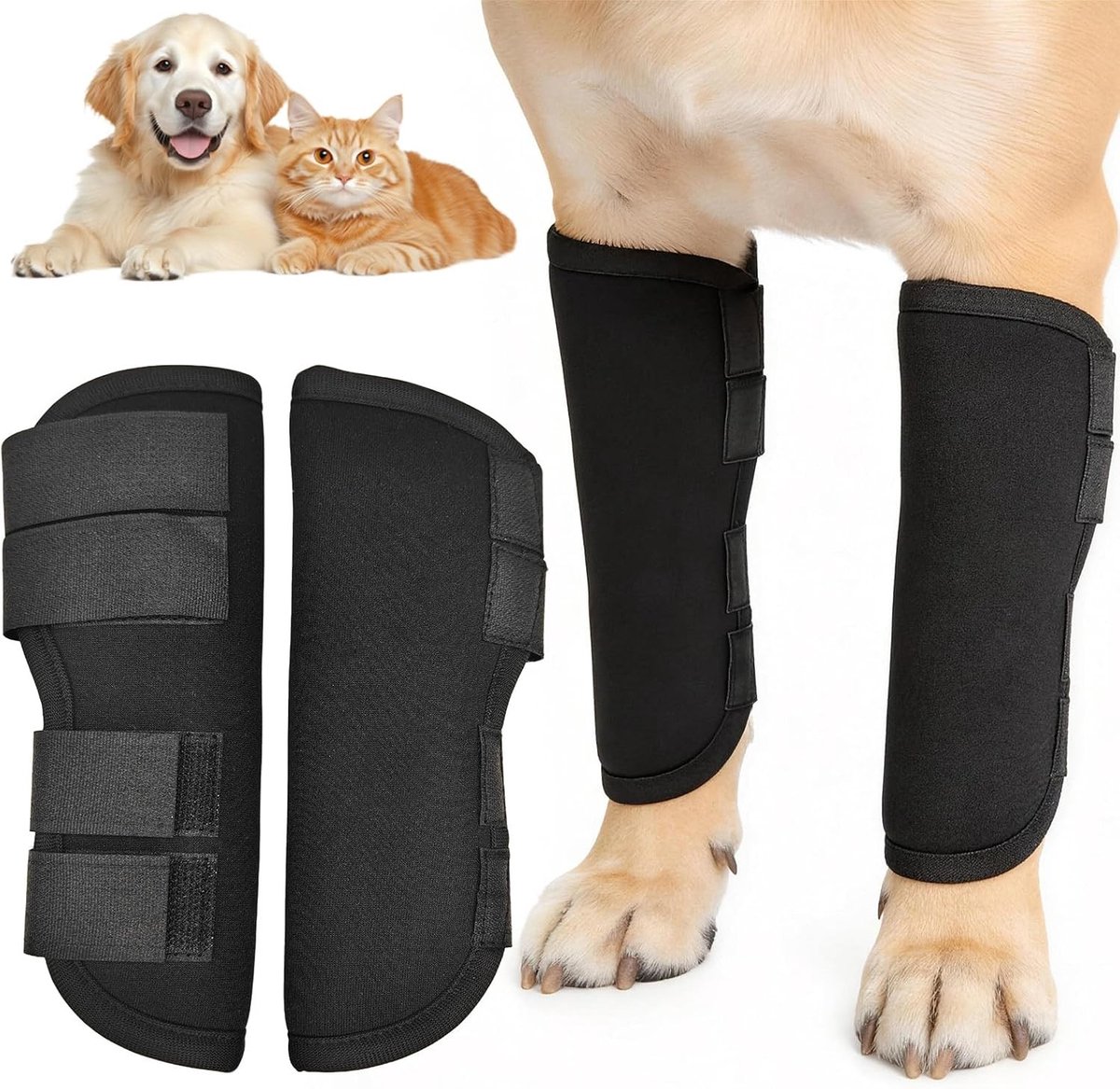 Verstelbare ademende enkelbandage voor honden, ideaal voor knieletsels en artritis, maat M, zwart