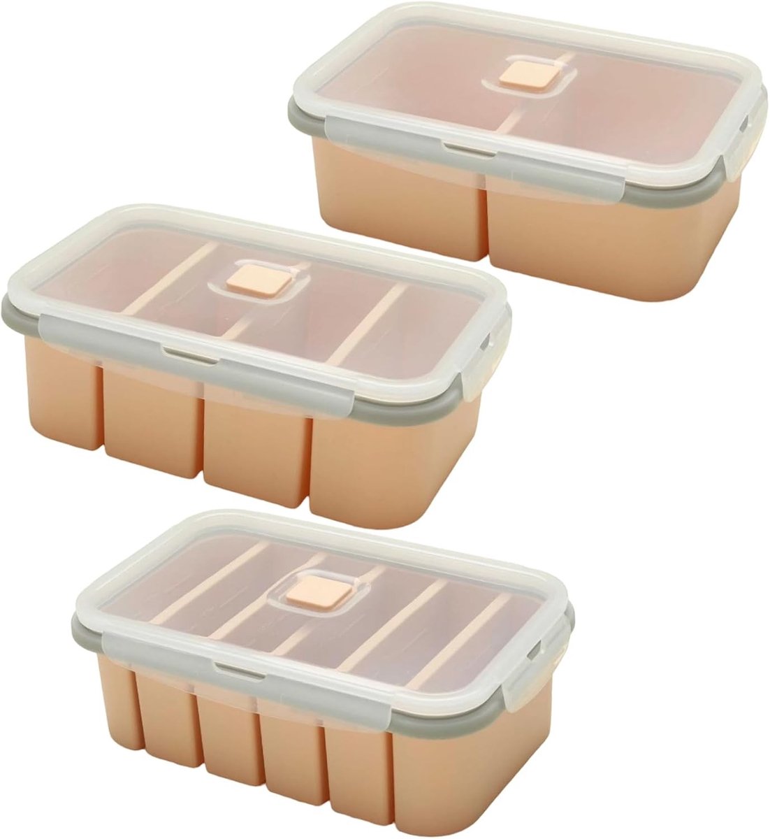 Siliconen Mallen voor Soep en IJsblokjes - 3 Stuks met Deksel - Ideaal voor Maaltijdpreparatie, Bouillon en Sauzen - 125 ml, 250 ml, 500 ml