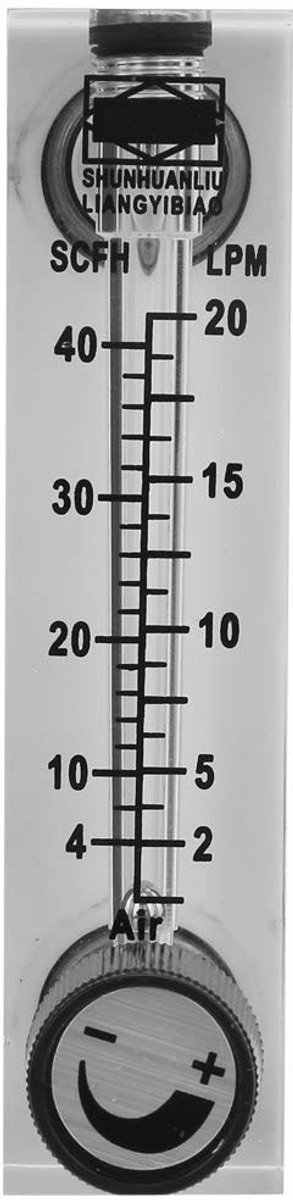 Gasstroommeter met Messing Constructie, Paneel Gemonteerde Rotameter voor 2-20LPM Metingen in Pneumatische Toepassingen en Industriële Regelkleppen