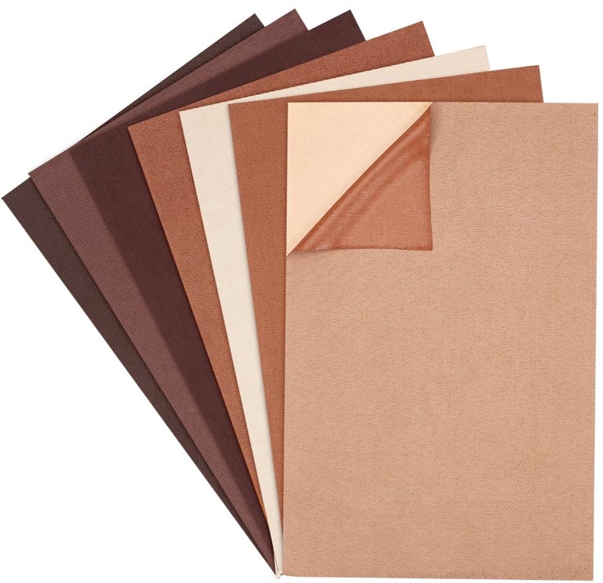 Set van 8 Zelfklevende Synthetische Suede Patches - 30x20cm - Bruin - Voor Autostoelen, Handtassen en Jassen, Herstel van Gaten en Scheuren