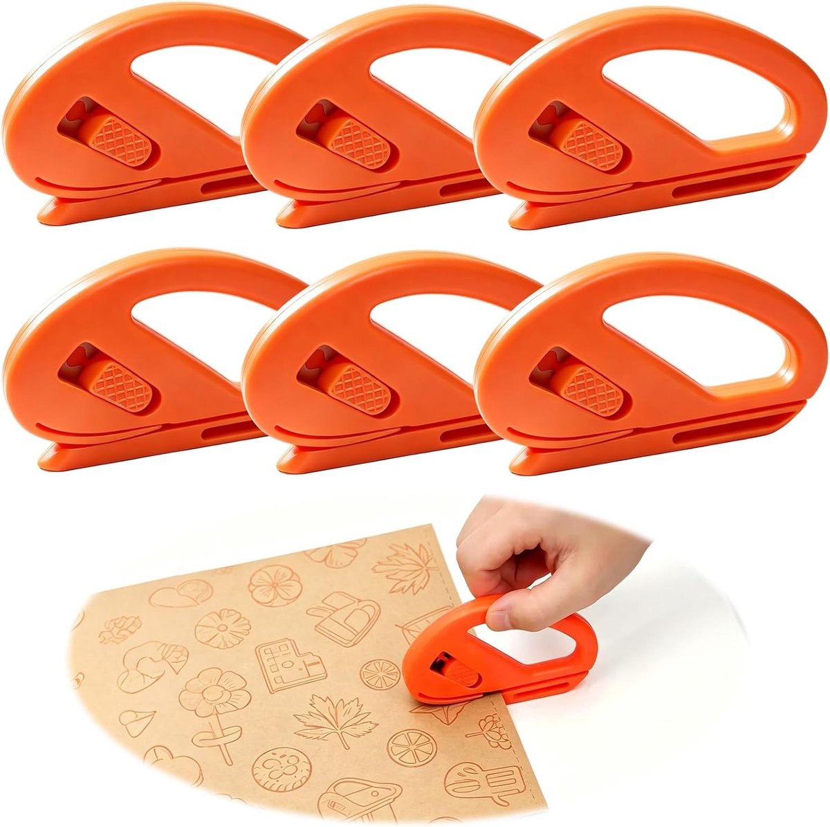 Praktische inpakpapiersnijders met dubbele messen, set van 6 voor eenvoudig cadeaupapier snijden, ideaal voor verjaardagen, Kerstmis en feestdagen