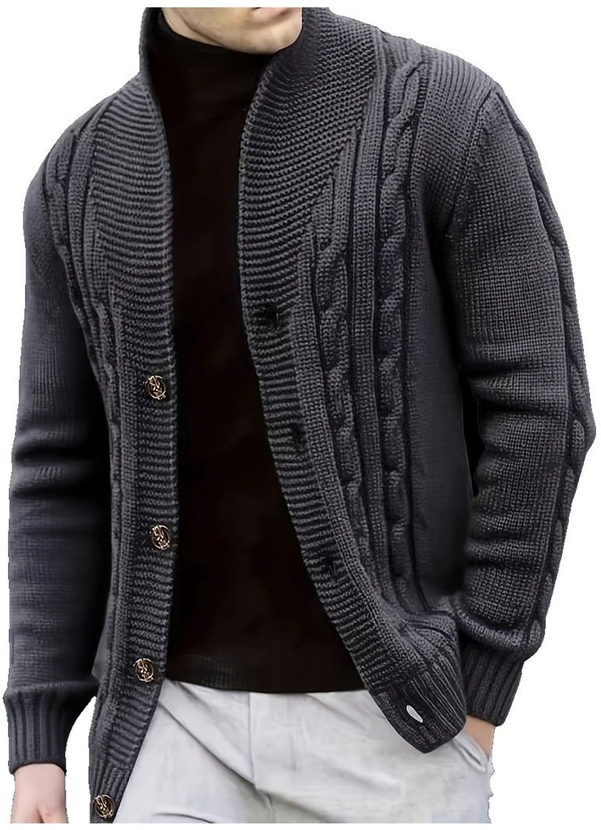 Currero Cardigan Heren Vest Mannen Met Knopen Volwassenen Warm Gebreid Vest Grafiet Kleur