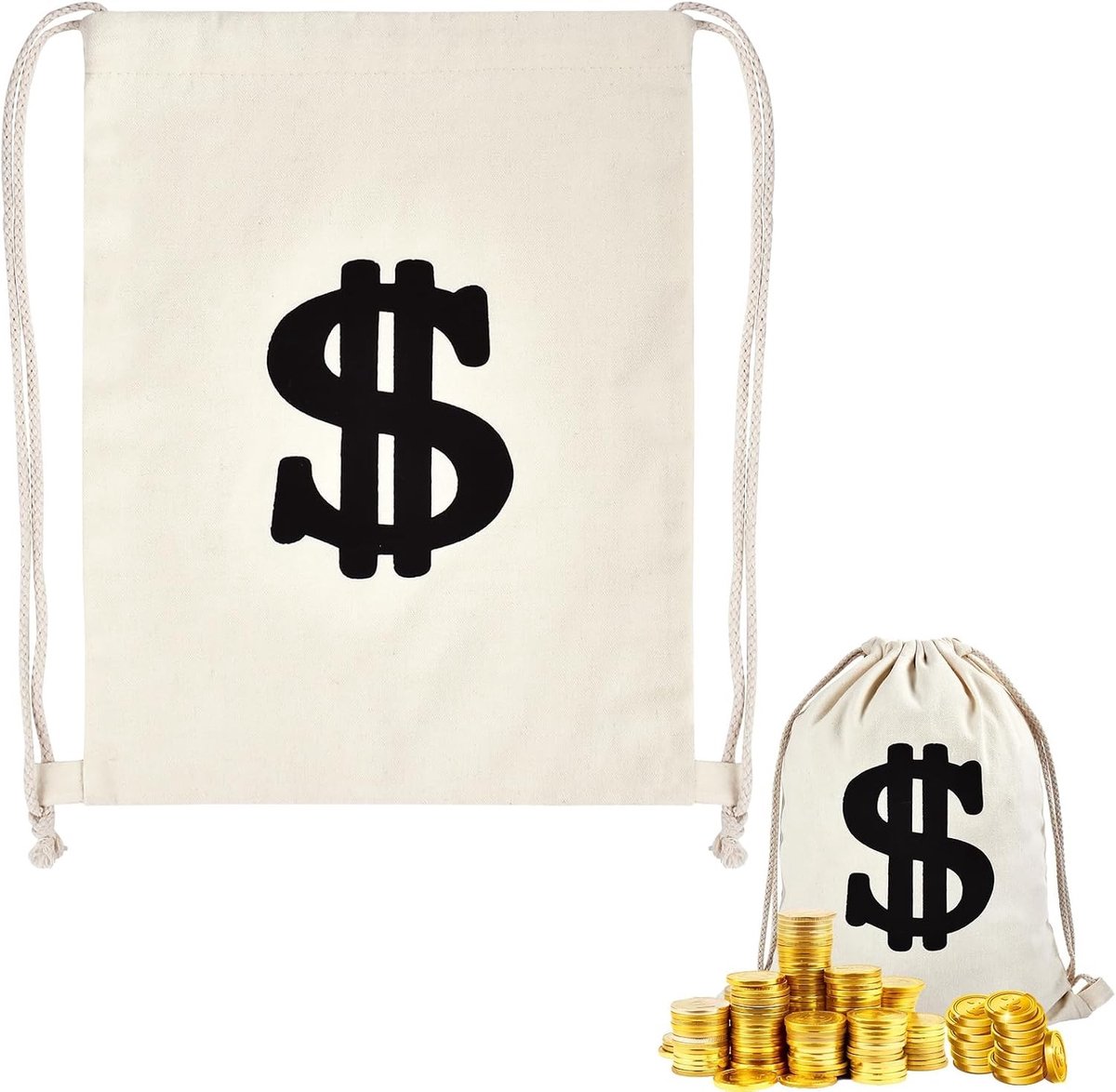 Geldzak met Dollar Symbool 30 x 40 cm - Ideaal voor Toneel, Schatzoeken en Rollenspellen als Accessoire voor Bankovervallen