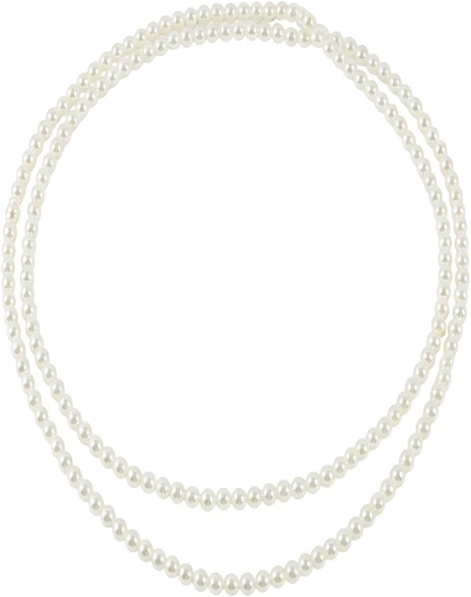 Elegante lange parelketting van 150 cm in wit, stijlvolle glazen halsketting van 8 mm, perfect voor Gatsby-feest, kostuumaccessoires en speciale gelegenheden voor dames